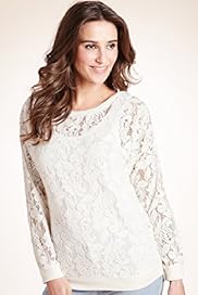 Indigo Collection Floral Flocked Lace Top