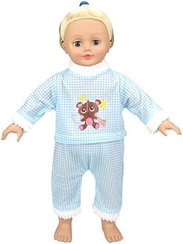 Highmall High Simulation Baby Doll's Clothes Grid Pattern Rompers Suit Blue for 14 - 16 inches Dolls