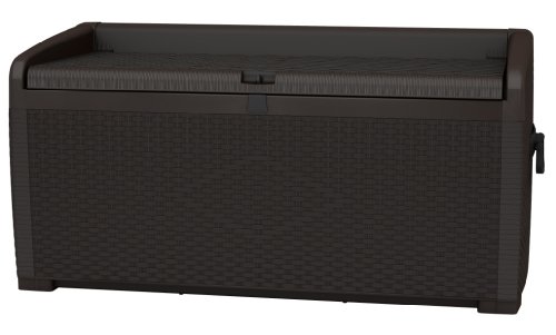 Keter 17186993 Kissenbox XL Rattan Style Storage Box 400L, Kunststoff, braun