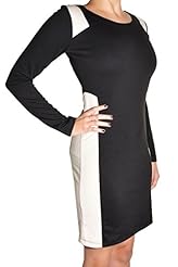Knee Length Polyester/Ponte/Rayon/Spandex/Knit Fitted Colorblocking Sheath  Dress
