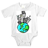 Onesie with urbanization, city, globe, skyscrapers, world, earth