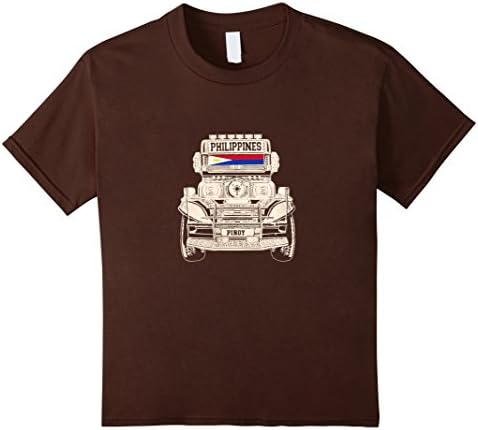 Kids Filipino Jeepney T-Shirt Pinoy Philippines Flag Pride Tee 4 Brown