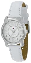 Tommy Hilfiger Women's Swarovski Crystal White Leather Strap Watch #1780804