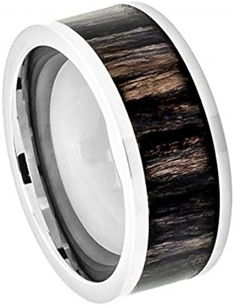 9mm Titanium Wedding Band Pipe Cut with African Blackwood Inlay (12)