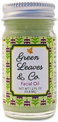 Green Leaves &amp; Co Organic Facial Oil with Thyme, Rosemary, Holy Basil, Violet Leaf, Lavender, and Coconut and Jojoba Oils; Vegan, Certified Cruelty Free, Handcrafted in the USA (1.2 fl. oz)
