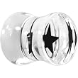 0 Gauge Black Star Inlay Acrylic Saddle Plug