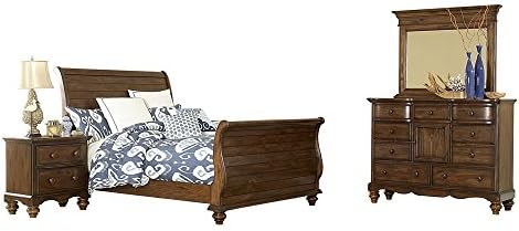 Hillsdale Furniture Pine Island Old-White Sleigh 4 Piece King Bedroom Set