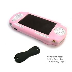 Sony PlayStation Portable Slim (PSP) JAVOSkin (Pink) + JAVOedge Cable Tidy (Black) Bundle