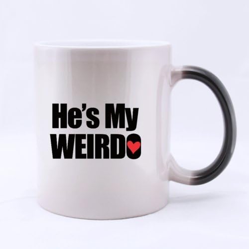 Custom Love Is Life "He's My Weird" (Twin Side) Magic Surprise Mug Changing Black And White Morphing Mug (11 Oz)