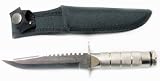 New Silver Survival Fixed Blade Hunting Knife w Sheath