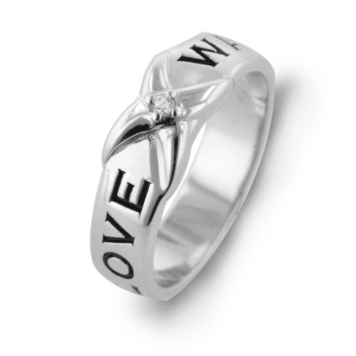 Sterling Silver Diamond Accent 'Love Waits' Purity Ring - Size 7 Sterling Silver Diamond Accent 'Love Waits' Purity Ring - Size 7