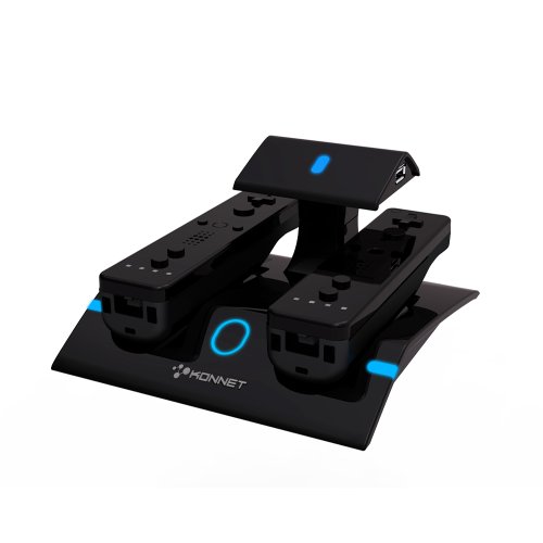 KONNET PowerV Duo Wii Wireless Charging / Charger and Storage Dock for 2 Remote Controllers (Black)
