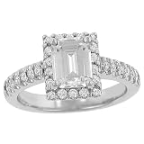 30 Stone Round Bead Set Halo Diamond Ring .44ct (cz ctr)