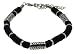 Mens Surf Surfer Metal & Black Bead Beads Bracelet Wristband - F