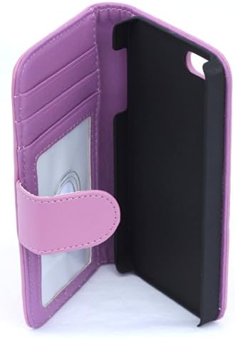 Bi-fold Iphone 5 & 5s Wallet Folding Flip Kickstand Case with Photo Frame in Solid Colors, Blue, Green, Red, Black, Pink, Light Pink, Purple, White, Maroon (Purple)