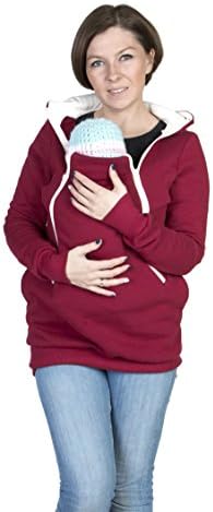 4 in 1 Maternity Sweatshirt Multifunctional Nursing Breastfeeding Hoodie BURGUNDY (M - US8)