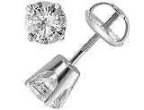 Diamond Solitaire Half Pair Stud Earring 1/2 Carat (ctw) in 14K White Gold with Screwback