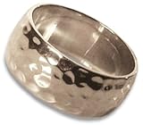 Image of Silver AMR402596S Gents Hammered Effect Band Ring