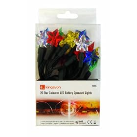 Star Christmas Lights in Variety Of Colours LED Battery Operated Lights x20, Perfect for Xmas