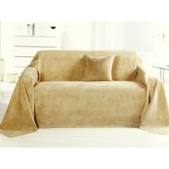 Tagesdecke Plaid �berwurf Alcantara beige 210x280cm