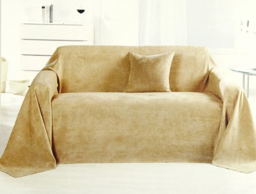 Tagesdecke Plaid Überwurf Alcantara beige 210x280cm