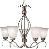 Maxim Lighting 10125ICSN Basix 5-Light Chandelier Up Light, Satin Nickel with Ice Glass