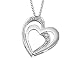 Double Floating Heart Diamond Pendant in 14K White Gold with Chain