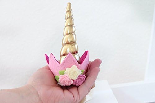 Gold Unicorn Horn with Pink Felt Crown