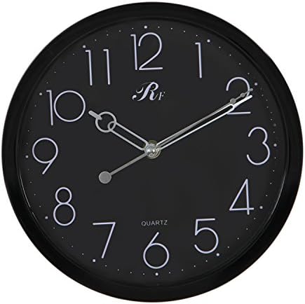 RUIFA Indoor Quiet 8-Inch Precedent Decorative Wall Clock with Arabic Numerals (Black)