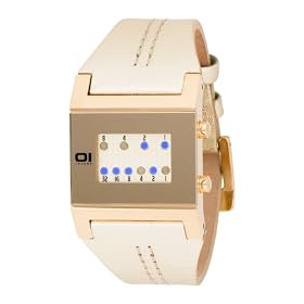 01TheOne Women's KTL315B4 Kerala Trance Blue LED Gold Leather Watch