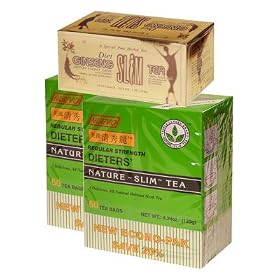 Diet Tea Bundle (138 Bags): Triple Leaves Brand Regular Strength Nature-slim Diet Tea 120 Bags in 2 Boxes + Bonus Diet Ginseng Slim Tea 18 Bags in 1 Box