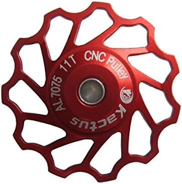 Kactus 11T MTB Road Bike Jockey Wheel Bicycle Rear Derailleur Aluminum Alloy Guide guide Wheel (2 Pieces) (Red)