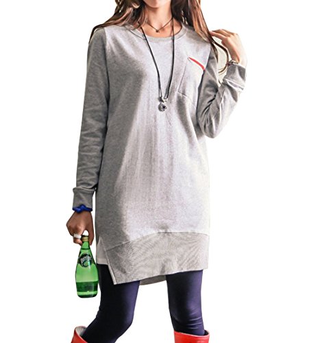 【 UN ANANAS 】 アンバランス ワンピース 長袖 レディース 韓国 スタイル グレー ネイビー ピンク 全３色 春