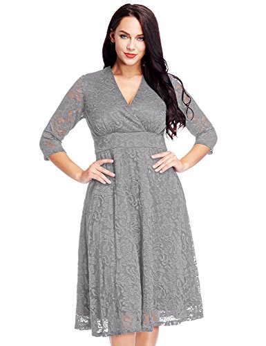 LookbookStore Women's Plus Size Lace Bridal Formal Skater Dress 12W-32W