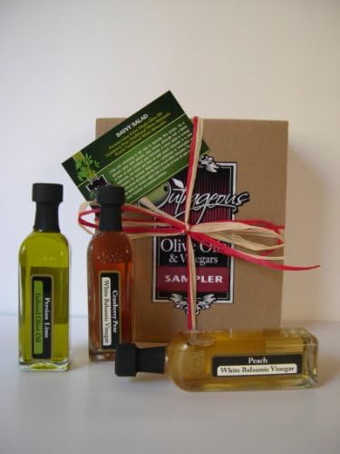 Savvy Salad Mini Sampler - Three 2-oz Bottles: Persian Lime Olive Oil / Cranberry Pear Balsamic Vinegar / Peach Balsamic Vinegar