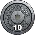 ScSPORTS HANTELSCHEIBE 2 X 10 KG = 20 KG VON ScSPORTS / GUSSEISSEN MIT 30 MM BOHRUNG