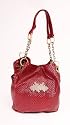 Red shiny tote bag or shoulder handbag with chain handles by Red or Dead