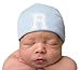Melondipity's First Letter Initial Newborn Boy Blue Hospital Hat
