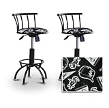 2 24"-29" Chicago White Sox Soft Seat Baseball MLB Black Adjustable Specialty / Custom Barstools Set