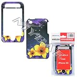 Apple iPhone 3G Purple Flower Design Snap-On Case Cover With Screen Protector