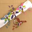 Bead Flower Napkin Rings Set / 4