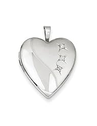 Sterling Silver 20mm Diamond-Cut Heart Locket