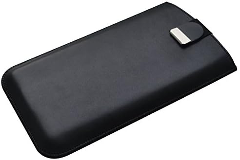 NEXUS 6 Genuine Leather Cover Lined Case Soft Sleeve Pull band Black