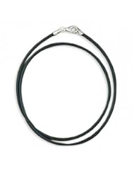 MMA Silver - 16 inch 2mm Round Black Rubber Necklace
