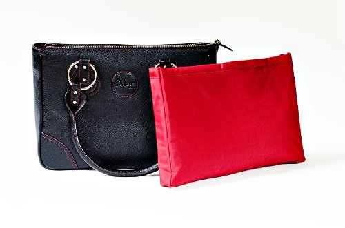 Lilac Georgetown Women's Leather Laptop Bag, Red Colored Stitching and Lining