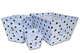 Fabric Storage Bins in Blue & Brown Dot-set of 3