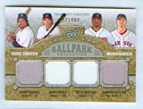 Manny Ramirez Jonathan Papelbon Travis Hafner & Victor Martinez 2009 Upper Deck Ballpark Collection Quad Swatch Memorabilia Jersey Card #275 & #/400 made / Boston Red Sox / Cleveland Indians