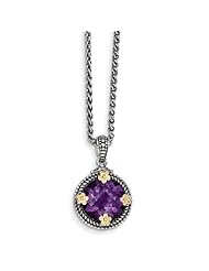Sterling Silver 14k Yellow Gold 5.00 Amethyst 18in Vintage Style Necklace 5ct