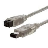 15ft 9 pin Male to 6 pin Male Clear Firewire 800/400 Cable for IEEE 1394 devices