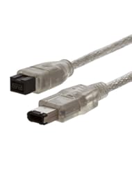 PC Accessory: 3ft 9 pin Male to 6 pin Male Clear Firewire 800/400 Cable for IEEE 1394 devices - Cmple